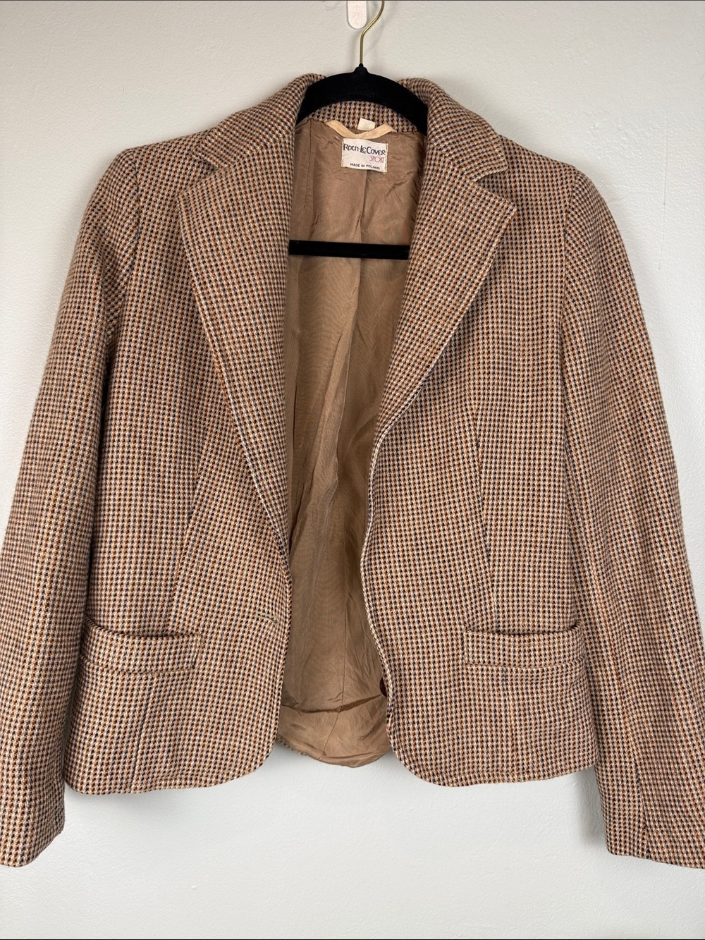 ✨Vintage 80s Roth Le Cover Sport Houndstooth Blazer Cropped Jacket Size 6